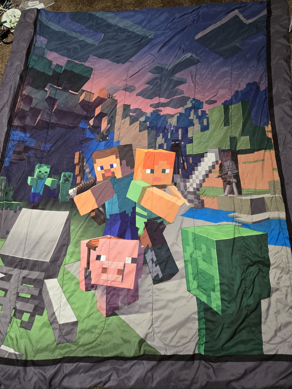 Mojang Minecraft Themed Kids 83"×68" Comforter Blanket